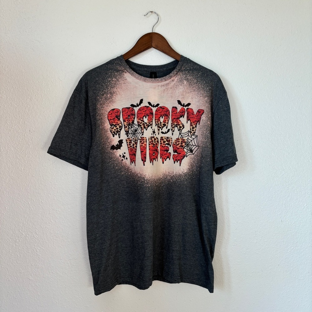 Grey Halloween Graphic Crew Neck T-Shirt